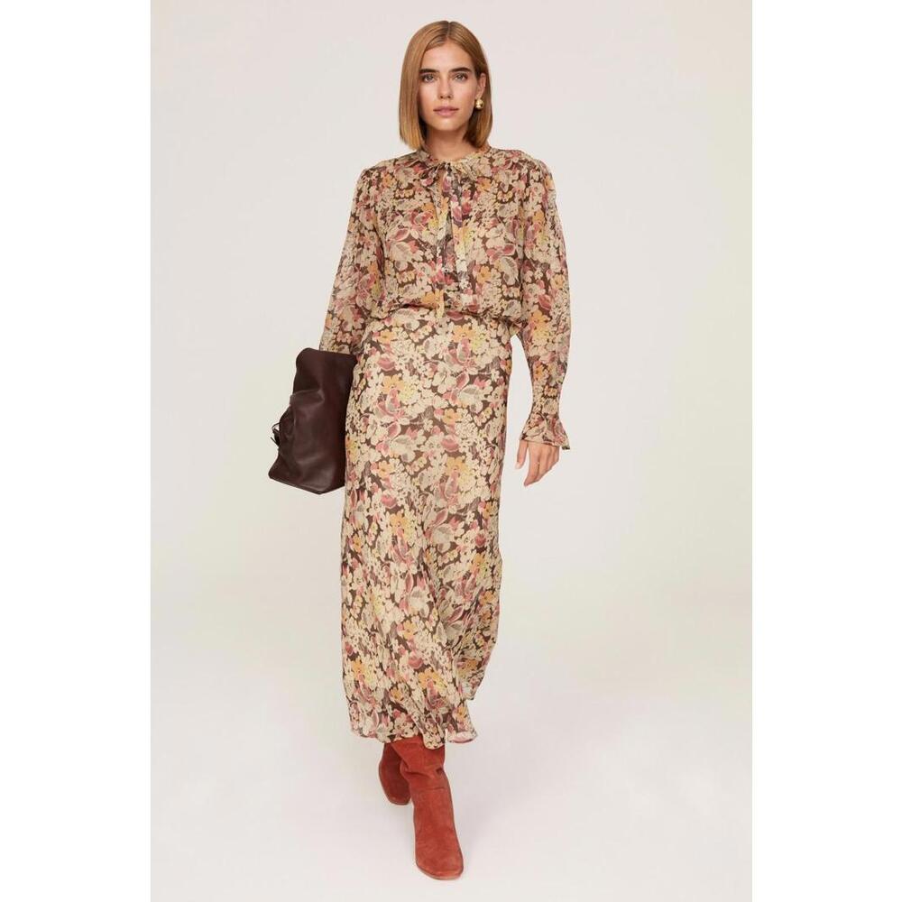 Polo Ralph Lauren Multicolor Brown Floral Blouse Size 14 with Holes Fabric Pull